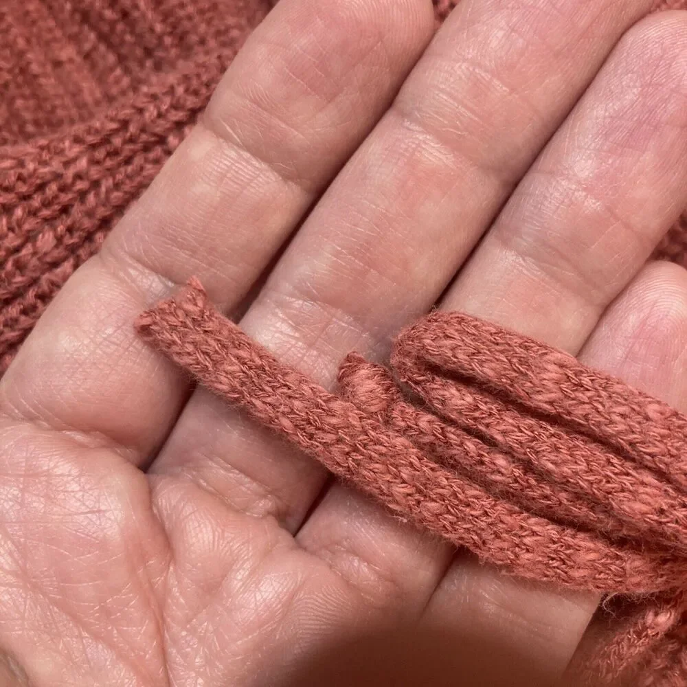 Lucky Brand Dark Pink Crop Sweater Shoe Lace Round Neck Size Small